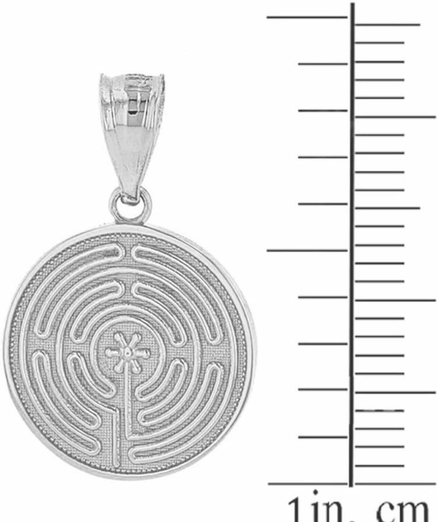 Clearance Claddagh Gold Dainty 925 Sterling Silver Chartres Meditation Labyrinth Disc Charm Pendant