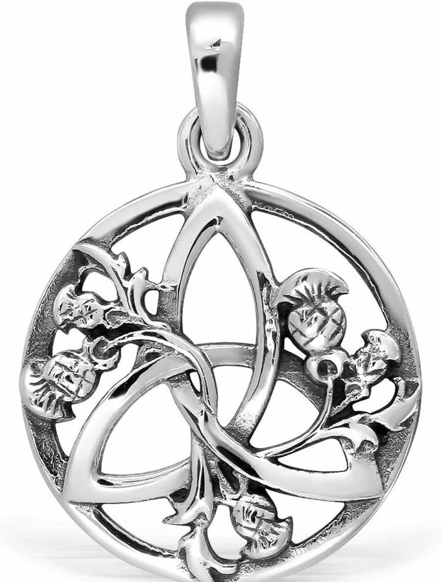 Online W | S WITHLOVE SILVER Withlovesilver 925 Sterling Silver Celtic Round Triquetra Scottish Thistle Pendant