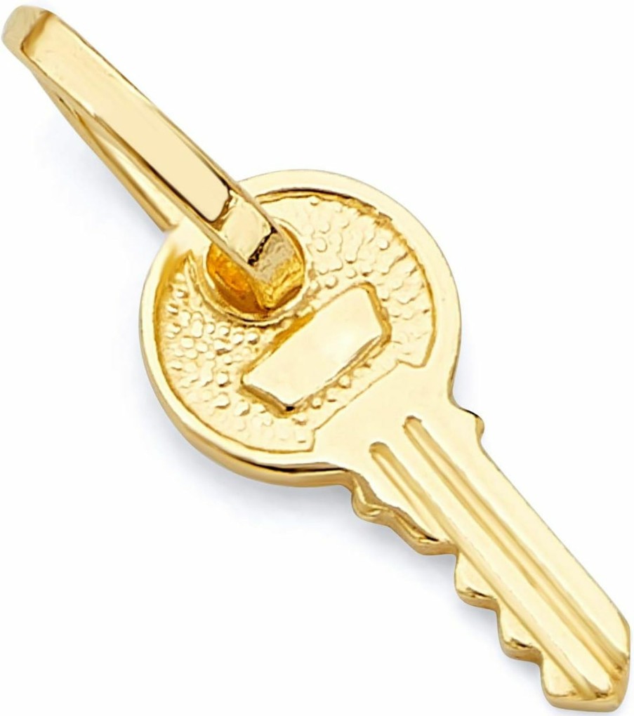 Hot The World Jewelry Center 14K Real Yellow Gold Tiny Key Charm Pendant