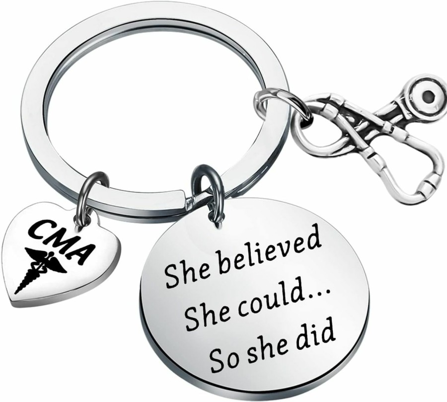 Best Lywjyb Birdgot Lywjyb Birdgot Cma Gift Certified Medical Assistant Gifts She Believed She Could So She Did Nurse Keychain