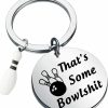 New PLITI Pliti Funny Bowling Gift Bowling Ball Jewelry Bowler Gift Bowling Team Gift That'S Some Bowlshit Keychain For Bowling Lover