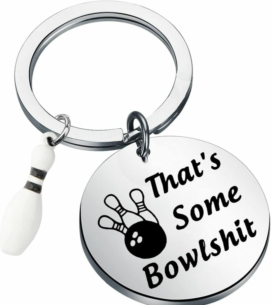 New PLITI Pliti Funny Bowling Gift Bowling Ball Jewelry Bowler Gift Bowling Team Gift That'S Some Bowlshit Keychain For Bowling Lover