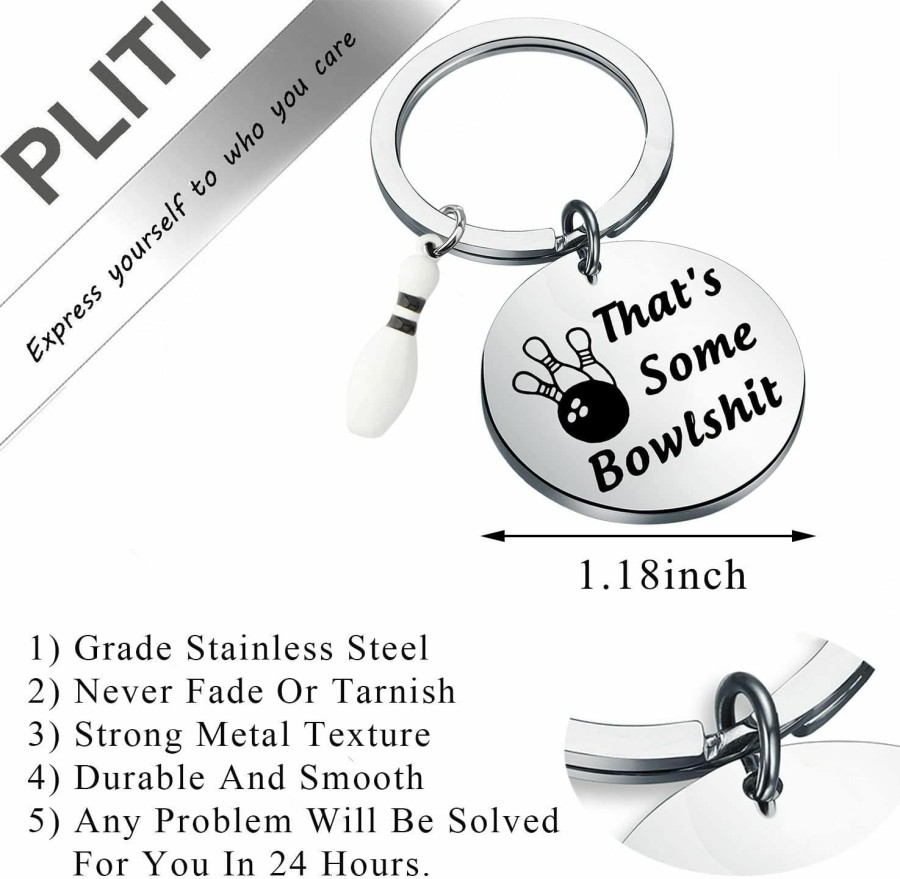 New PLITI Pliti Funny Bowling Gift Bowling Ball Jewelry Bowler Gift Bowling Team Gift That'S Some Bowlshit Keychain For Bowling Lover