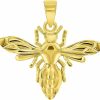 Best Jewelry America 14K Yellow Gold Well Detailed 3D Honey Bee Charm Bumblebee Insect Pendant