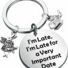 Wholesale BEKECH Bekech Alice Wonderland Movie Gift White Rabbit Keychain I'M Late For A Very Important Date Rabbit Alice Cartoon Lover Gift