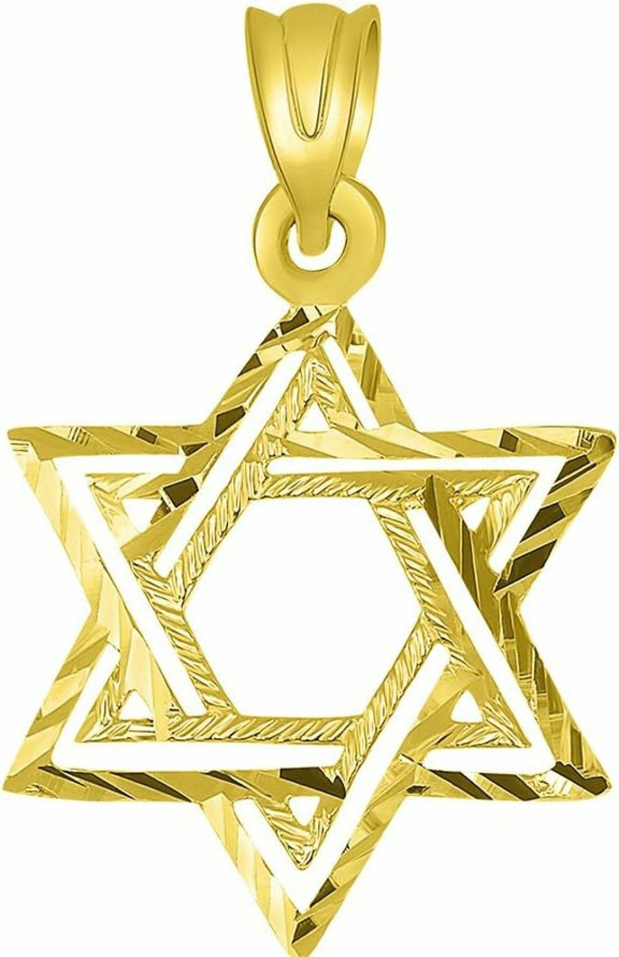 Online Jewelry America Jewelry America Solid 14K Yellow Gold Textured Hebrew Star Of David Pendant