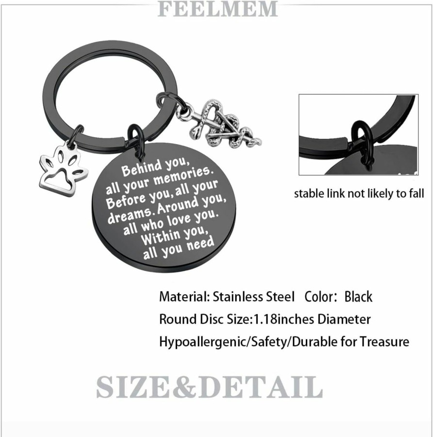 Clearance FEELMEM Feelmem Vet Tech Gift Veterinary Student Gift Behind You All Your Memories Keychain