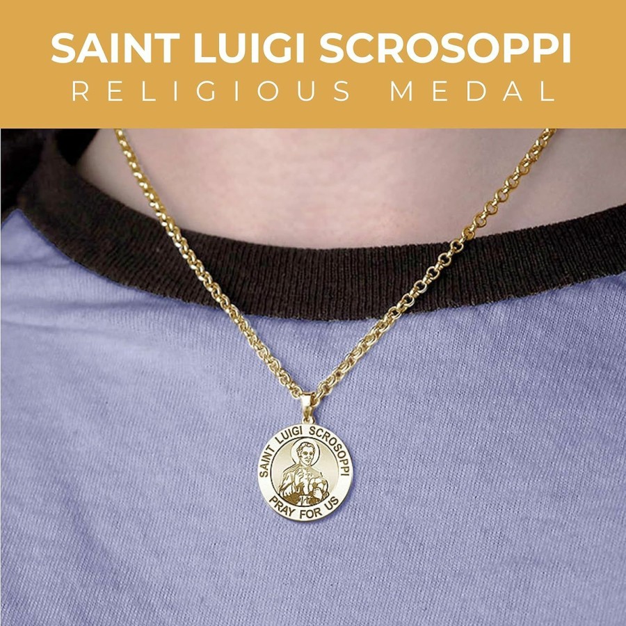 New PicturesOnGold.com Picturesongold.Com Saint Luigi Scrosoppi Religious Medal In Sterling Silver And 10K, Or 14K Gold - 2/3 Inch, 3/4 Inch, 1 Inch