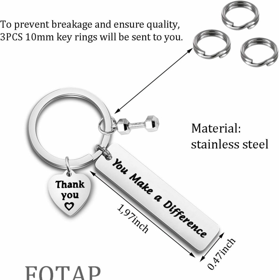 Wholesale FOTAP Fotap Fitness Trainer Thank You Gift You Make A Difference Keychain Workout Jewelry Gift For Fitness Instructor