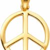 Best The World Jewelry Center 14K Real Yellow Gold Peace Sign Charm Pendant