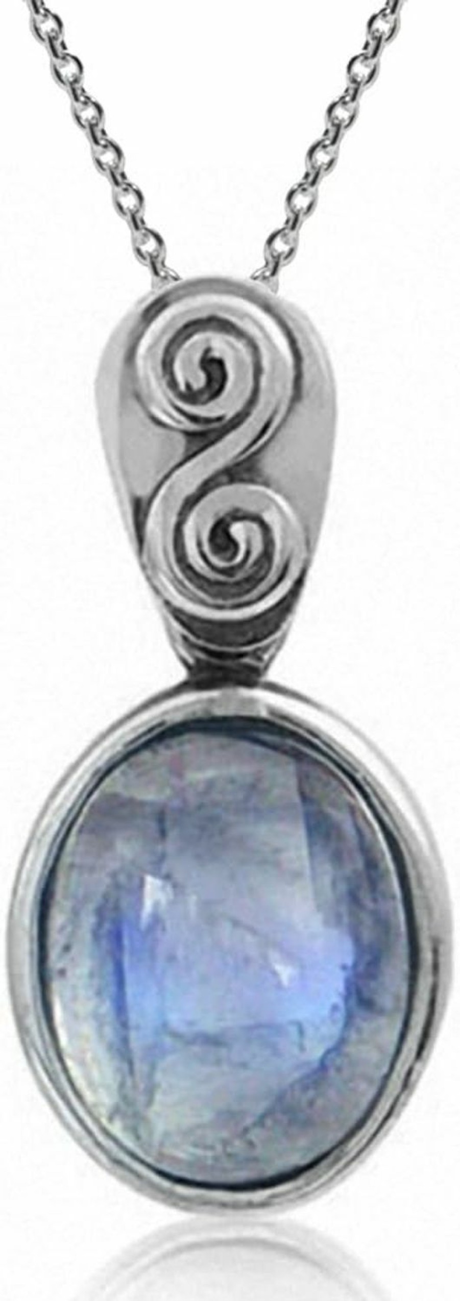 Best Silvershake Silvershake Natural Moonstone 925 Sterling Silver Swirl And Spiral Solitaire Pendant