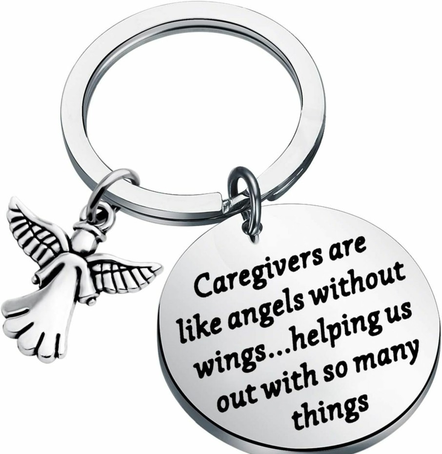 Best FEELMEM Feelmem Caregivers Gifts Guardian Angel Keychain For Caregivers Caretakers Gifts Caregivers Are Like Angels Without Wings