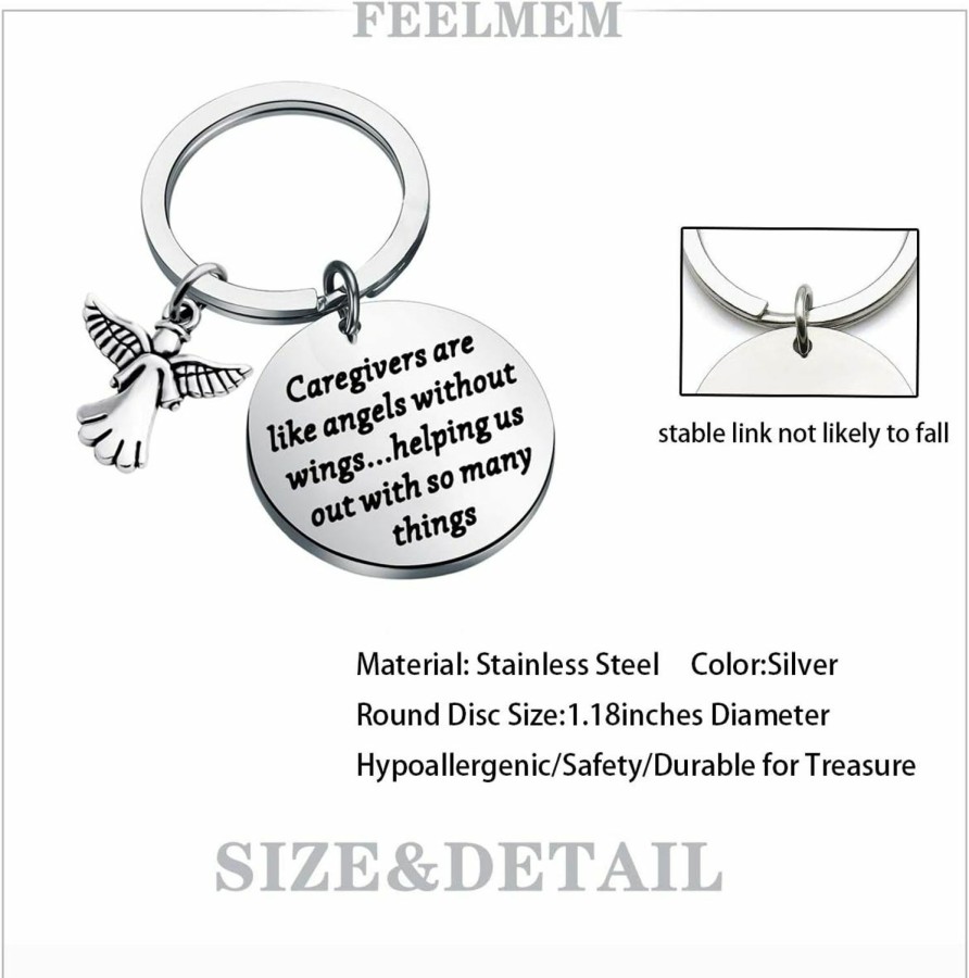 Best FEELMEM Feelmem Caregivers Gifts Guardian Angel Keychain For Caregivers Caretakers Gifts Caregivers Are Like Angels Without Wings