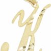 Hot Ice on Fire Jewelry Ice On Fire Jewelry 14K Solid Real Gold Cursive Initial Pendant, English Alpahbet A-Z Letter Charm With Diamond Cut (K)