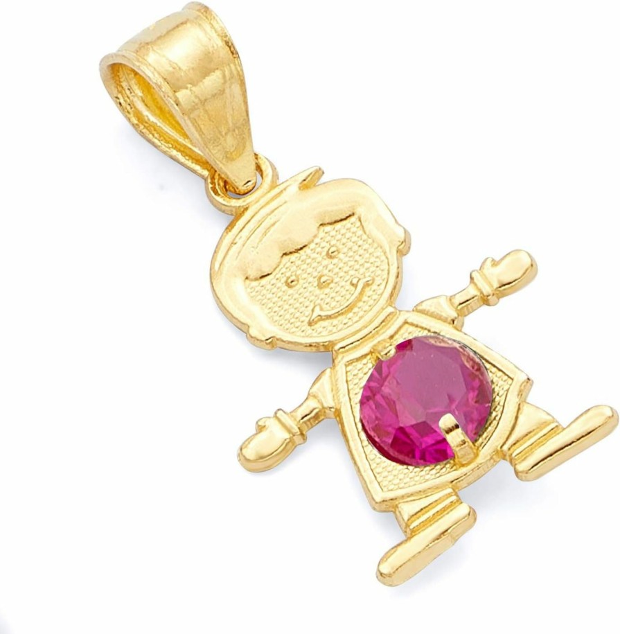 New The World Jewelry Center The World Jewelry Center 14K Real Yellow Gold Cz Charm Pendant - 12 Different Color Stone Available