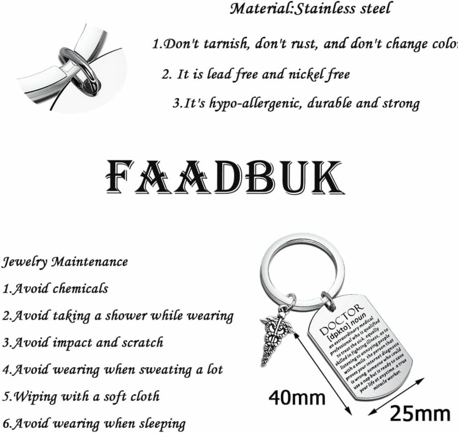 Online FAADBUK Faadbuk Doctor Keychain Doctor Thank You Gift Caduceus Charm Medical Jewelry Medical Student Graduation Gift