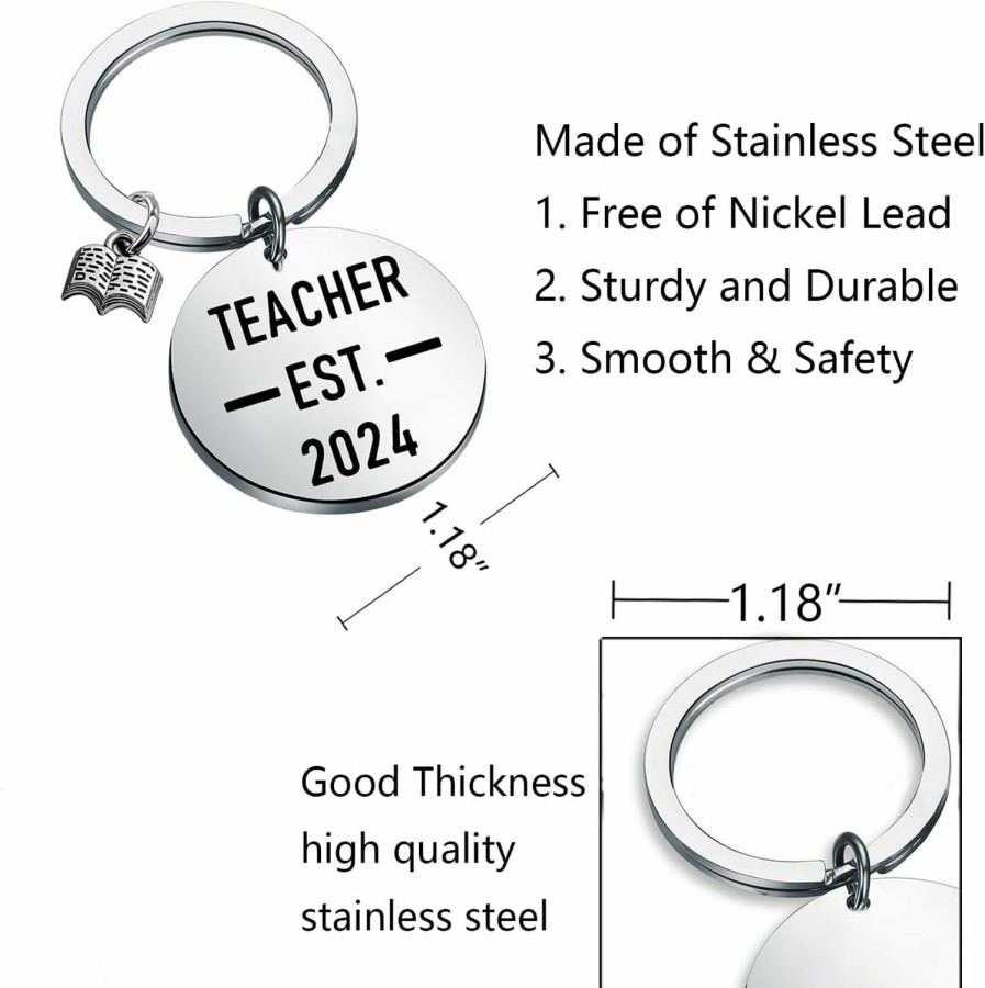 Clearance FUSTMW Teacher Est 2024 Keychain Teacher Graduation Gifts New Teacher Gifts Future Teacher Gifts Jewelry Appreciation Gifts