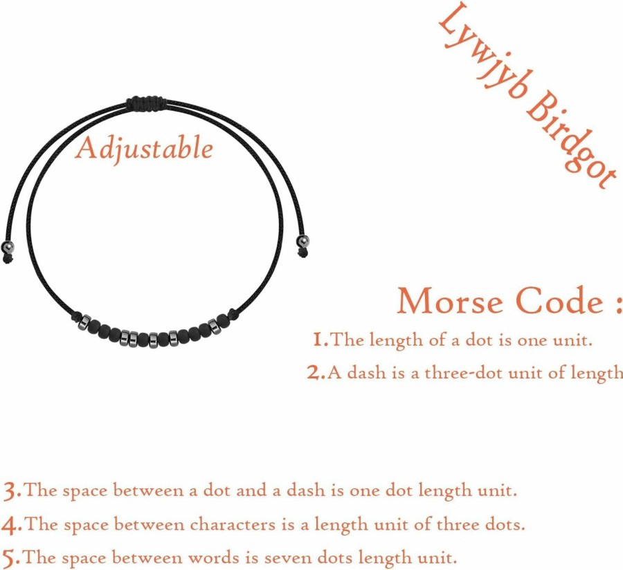 Wholesale Lywjyb Birdgot Lywjyb Birdgot Dancer Morse Code Bracelet Dance Necklace Dance Gift For Girl Women Sister (Dancer Code Br Black)