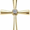 New Religious Jewelry by FDJ Religious Jewelry 14K White, Yellow, Or Rose Gold Solitaire Diamond Accented Cross Pendant Charm (K-M Color, Promo Clarity)