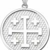 Clearance Claddagh Gold Religious Jewelry Engravable Jerusalem Cross Pendant In Sterling Silver