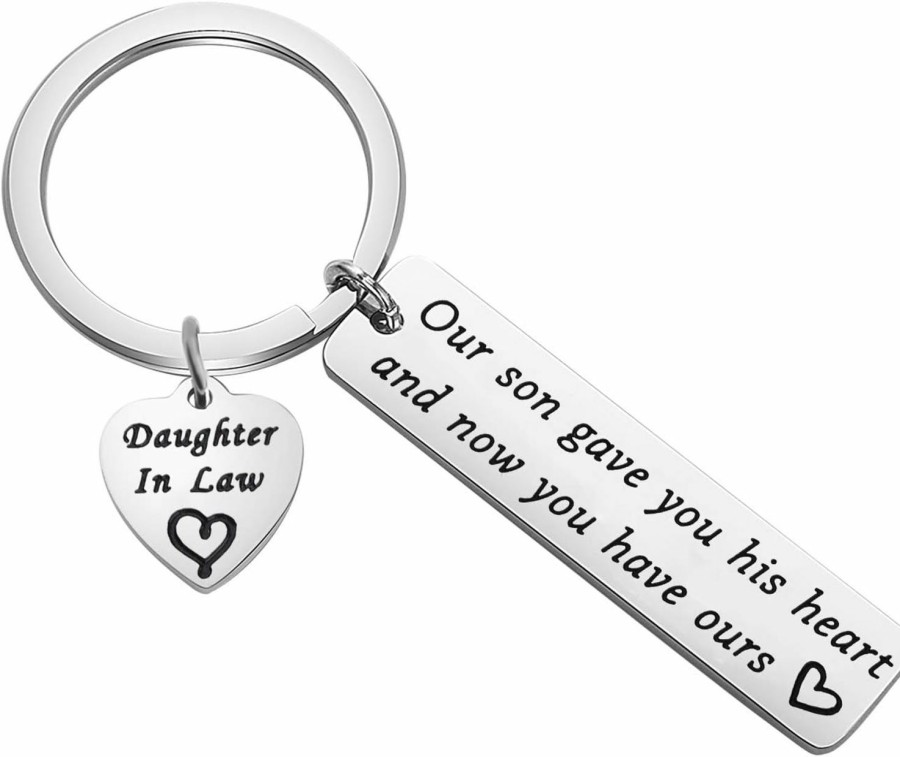 Hot MYOSPARK Myospark Daughter In Law Keychain Our Son Gave You His Heart Daughter In Law Gift For Wedding Day Keepsake Gift