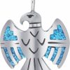 Wholesale Gem Avenue American Bald Eagle Natural Turquoise Gemstone .925 Sterling Silver Pendant For Women