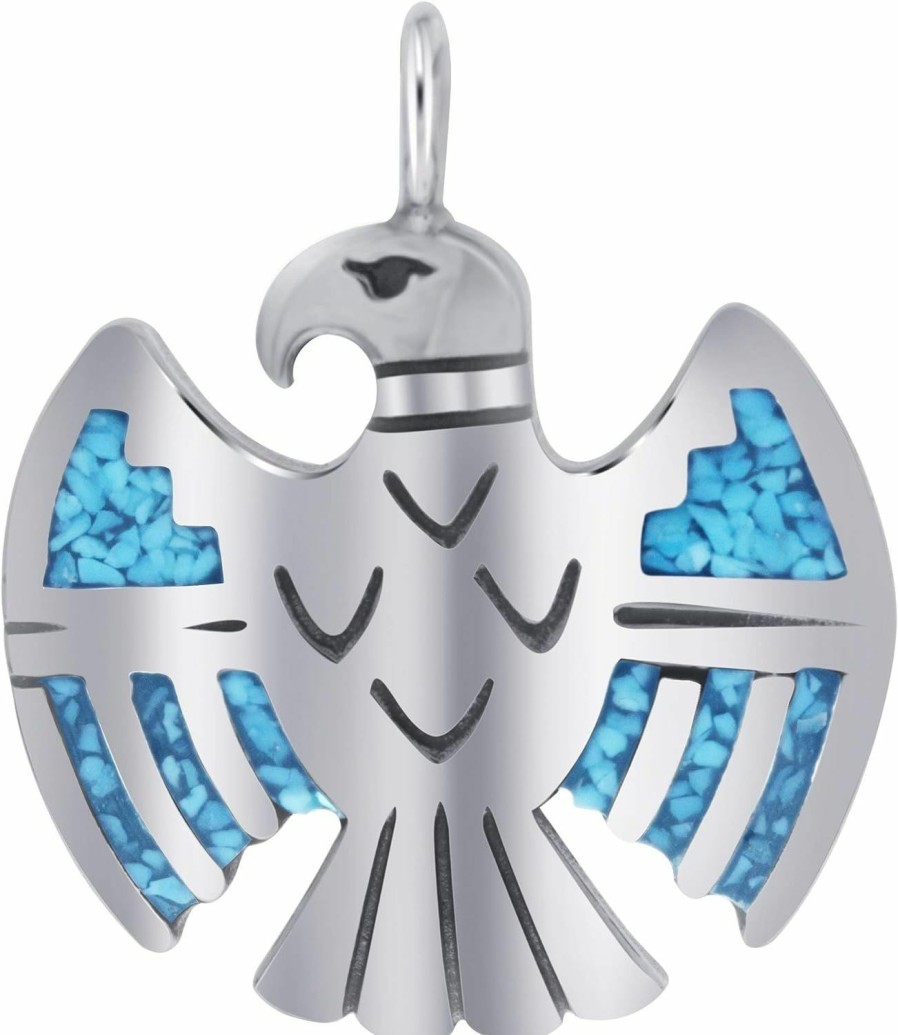 Wholesale Gem Avenue American Bald Eagle Natural Turquoise Gemstone .925 Sterling Silver Pendant For Women