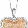 Hot Hdiamonds Two Tone Heart Diamond Pendant In Sterling Silver