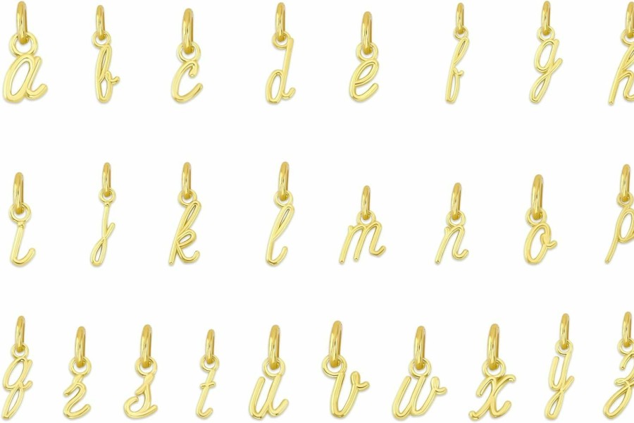 Wholesale Golden Fire Dainty Solid 10K Gold Wire Initial Charm With Jump Ring