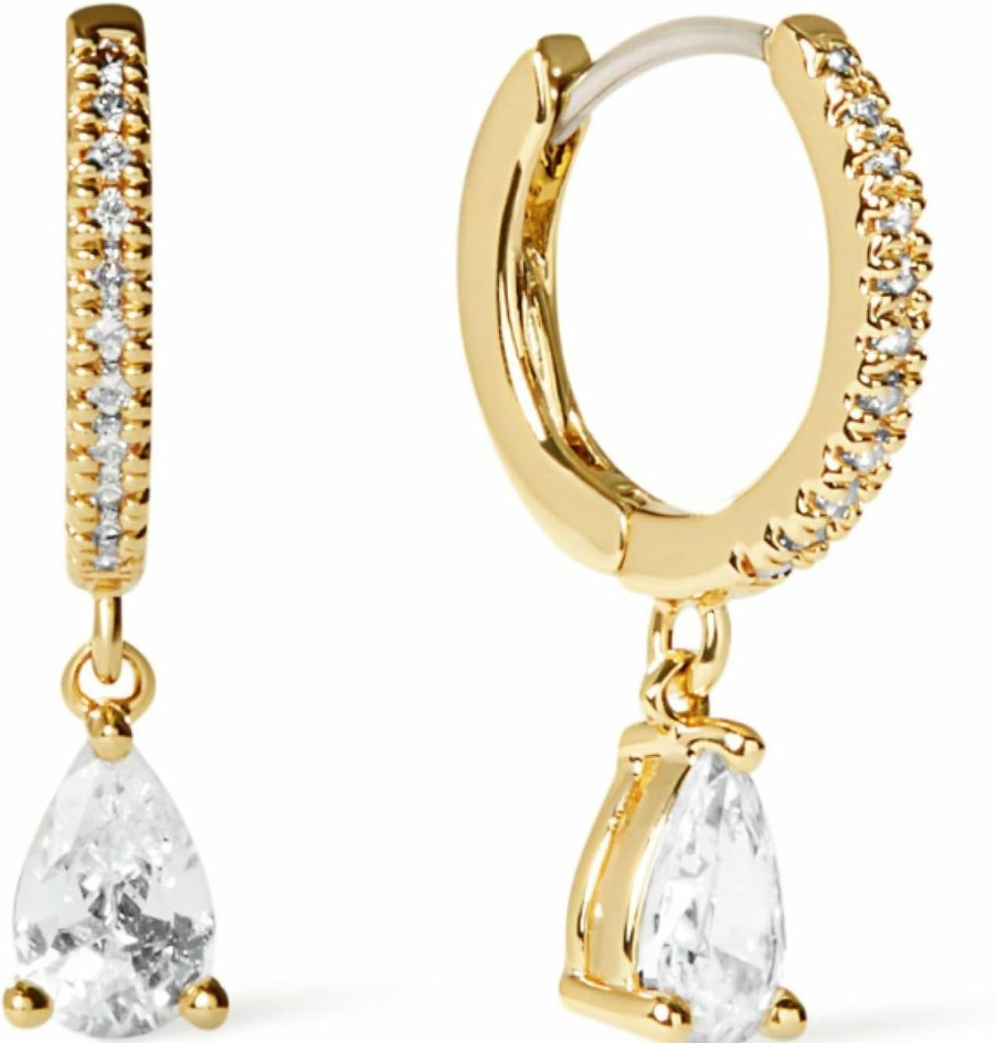 Online Ana Luisa Ana Luisa Gold Huggie Hoops Earrings - 14K Gold And Cubic Zirconia Hoops, Huggie Hoops, And Pendant Earrings - Hypoallergenic, Water-Resistant & Tarnish-Free - Stylish Gold Hoops