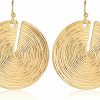 Hot HESSAWELL Hessawell Disc Pendant Earrings Gold Statement Textured Round Dangle Earrings For Women Jewelry