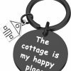 Clearance PLITI Pliti Camping Gift Cottage Key Chain Vacation House Keychain The Cottage Is My Happy Place Retirement Gift