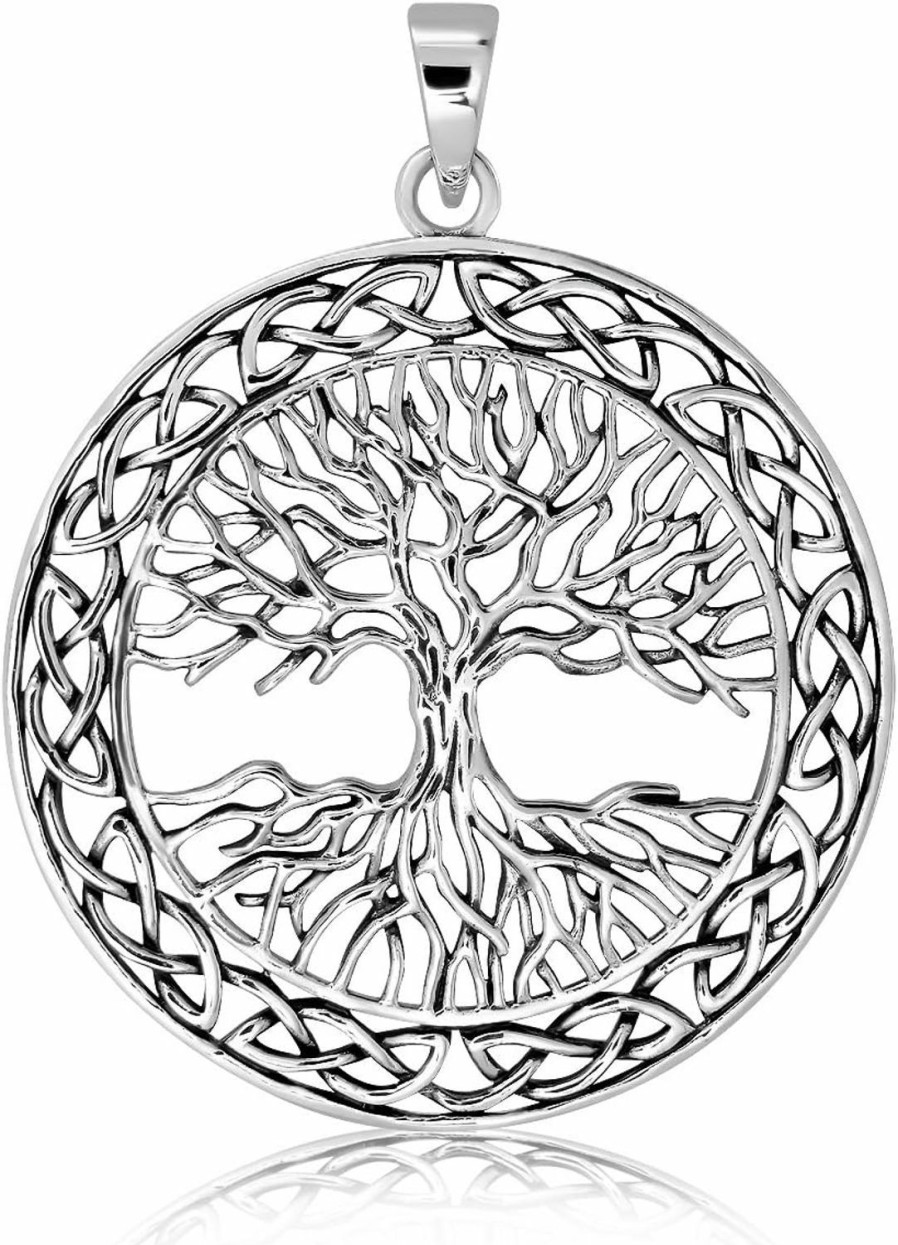 New W | S WITHLOVE SILVER Withlovesilver Solid 925 Sterling Silver Celtic Knots Tree Of Life Earth Root Pendant