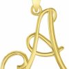 Hot Jewelry America 14K Yellow Gold Elegant Script Letter A Cursive Initial Pendant