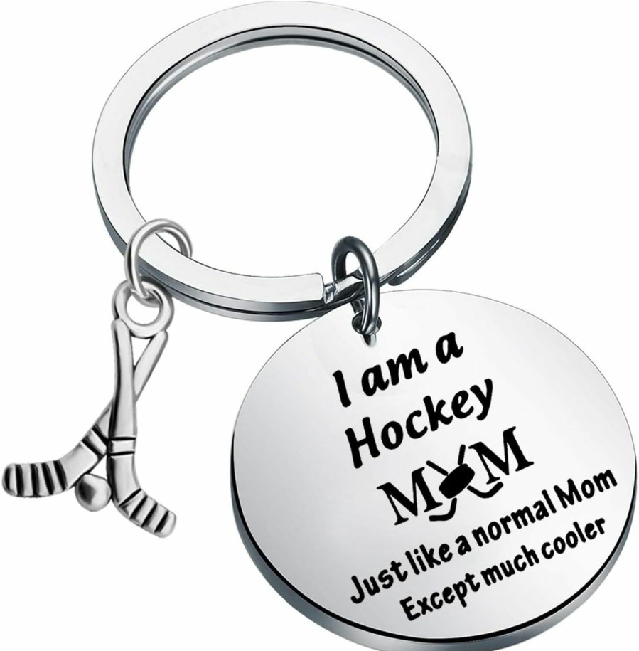 Wholesale FUSTMW Fustmw Hockey Mom Gifts Hockey Keychain I Am A Hockey Mom Jewelry Hockey Mom Charm For Hockey Players Gifts