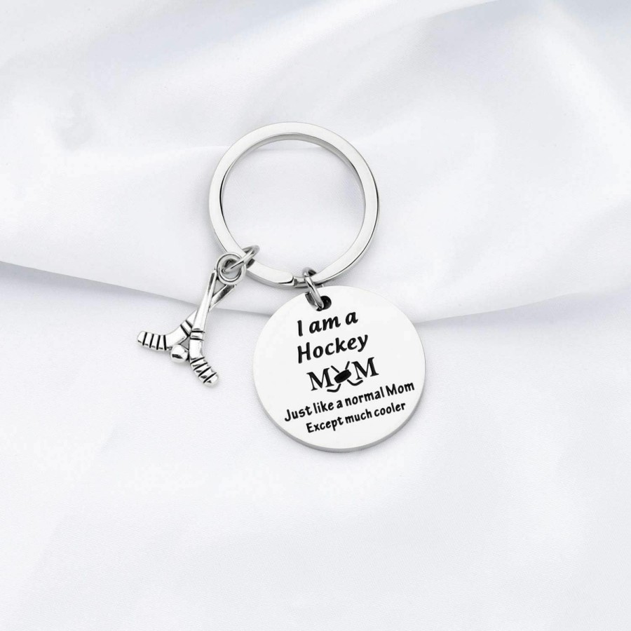 Wholesale FUSTMW Fustmw Hockey Mom Gifts Hockey Keychain I Am A Hockey Mom Jewelry Hockey Mom Charm For Hockey Players Gifts