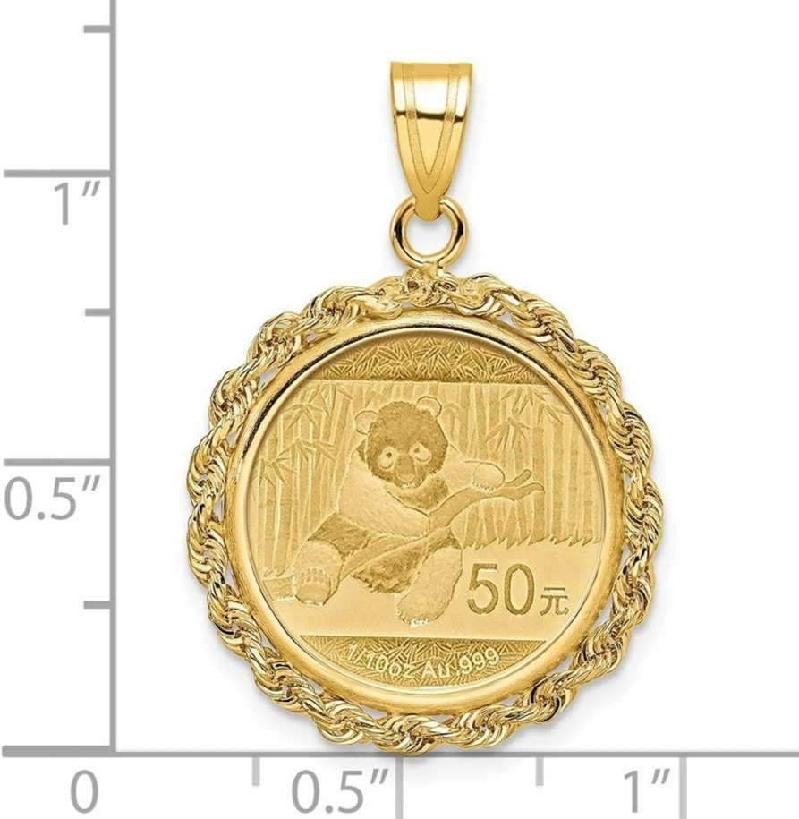 Clearance Auriga Fine Jewelry Wideband Distinguished Coin Jewelry 14K Yellow Gold Polished Rope Prong Mounted American Eagle Coin Bezel Pendant Fine Jewelry Gift For Women