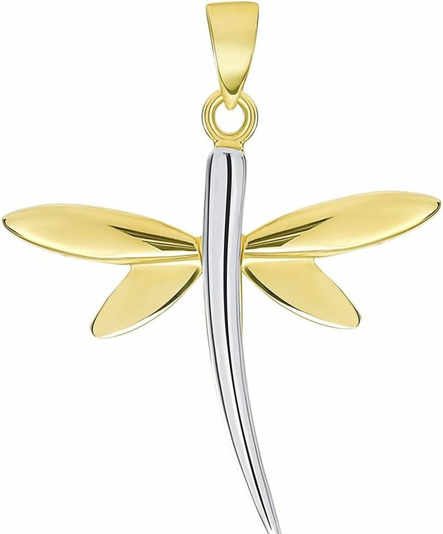 Hot Jewelry America Jewelry America Solid 14K Yellow Gold Dragonfly Charm Pendant With High Polish Finish