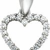 Best The World Jewelry Center 14K White Or White Gold Open Heart Cz Charm Pendant