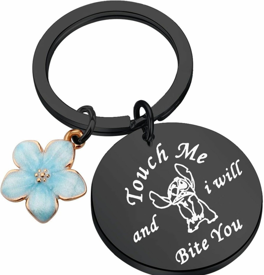 Best FOTAP Fotap Ohana Inspired Gift Hibiscus Flower Jewelry Touch Me And I Will Bite You Hawaiian Trip Gift (B-Bite You Key)