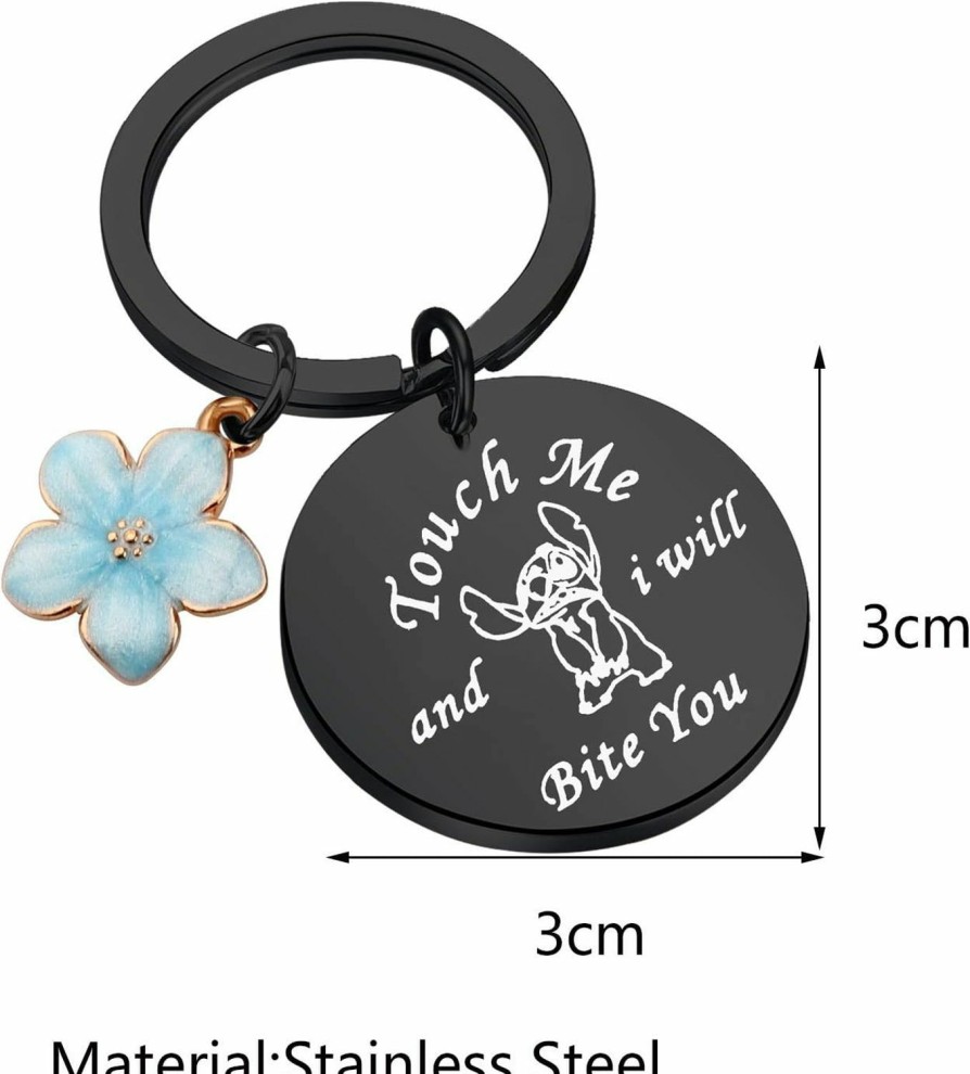 Best FOTAP Fotap Ohana Inspired Gift Hibiscus Flower Jewelry Touch Me And I Will Bite You Hawaiian Trip Gift (B-Bite You Key)