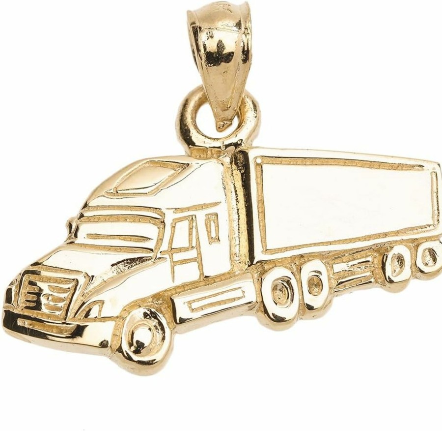 Best CaliRoseJewelry Calirosejewelry 10K Yellow Gold Big Rig Truck Driver Pendant (25Mm X 19Mm) Weight: 2.7 Grams