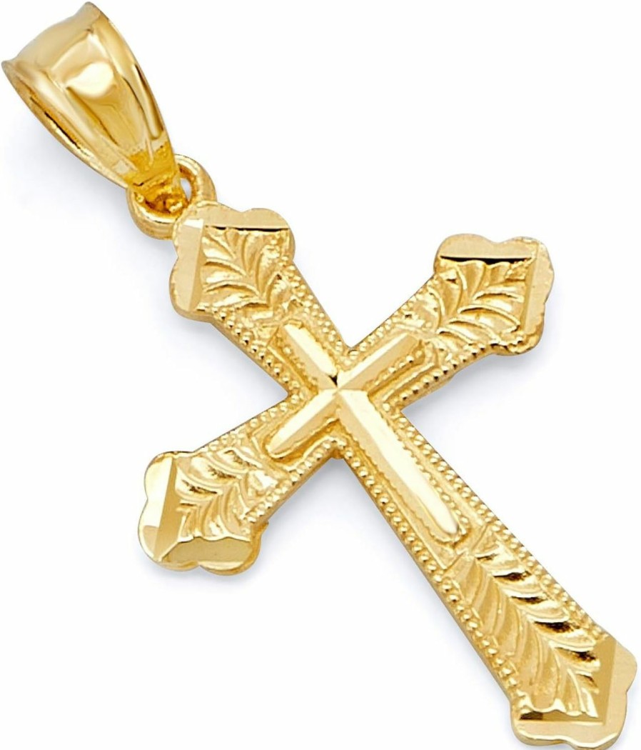 Clearance The World Jewelry Center 14K Real Yellow Gold Religious Cross Charm Pendant