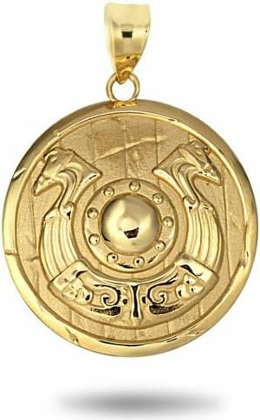 Wholesale Claddagh Gold 14K Yellow, White, Or Rose Gold Viking Horseshoe Shield Norse Charm Pendant - Choice Of Metal