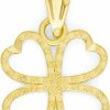 Wholesale Ice on Fire Jewelry Ice On Fire Jewelry 14K Solid Real Gold Four Leaf Clover Pendant, Good Luck Charm Irish Jewelry Gifts, Yellow