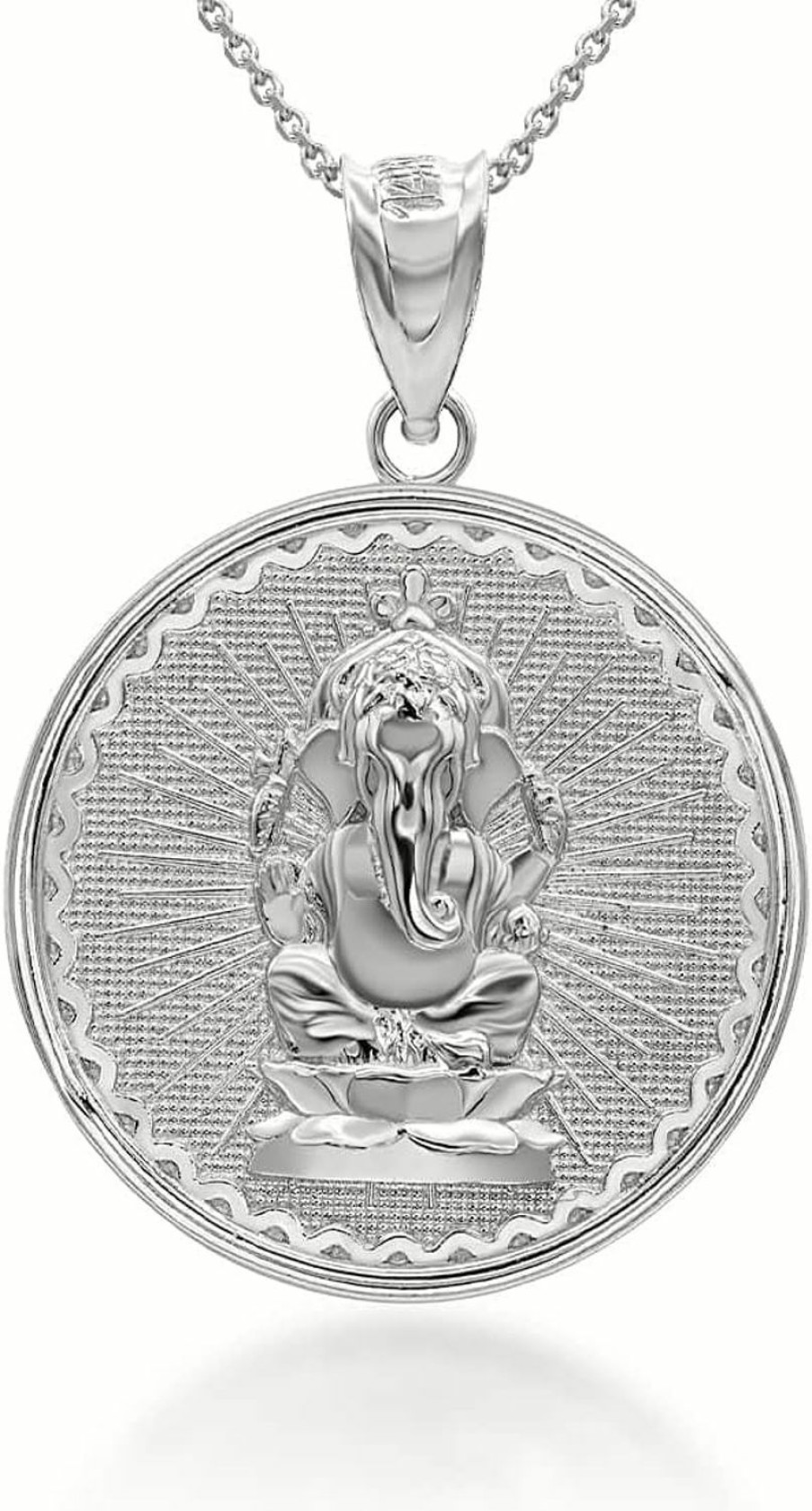 Online Claddagh Gold Claddagh Gold .925 Sterling Silver Round Lord Ganesh Ganesha Hindu God Medallion Pendant Necklace - Choose Pendant Only Or Necklace W/ 16"-22" Chain