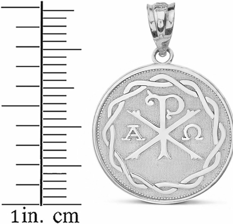 Wholesale Claddagh Gold 925 Sterling Silver Chi Rho Alpha Omega Symbol Medallion Round Pendant