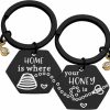 Hot MAOFAED Maofaed Matching Couples Keychains Honey Beehive Keychains Home Is Where Your Honey Is Housewarming Couples Gift