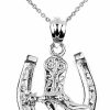 Hot Claddagh Gold Claddagh Gold .925 Sterling Silver Lucky Horseshoe With Cowboy Boot Charm Pendant Necklace - Choice Of Pendant Only Or Chain Length