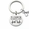 Wholesale CHOORO Heartbeat Keychain Gift For Nurse Doctor It'S A Beautiful Day To Save Lives Medical Student Gift Stethoscope Charm Jewelry (Beautiful Day To Save Lives)